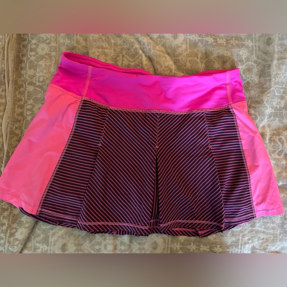 Lululemon Fast Cat Skirt Hyper Stripe Raspberry Glo Light Pink 6 Skort